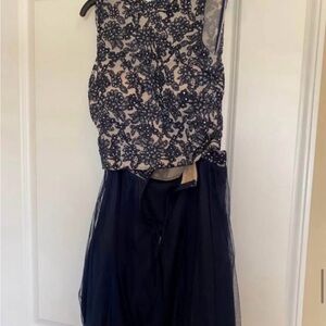 Elegant Black and Cream Lace Dress